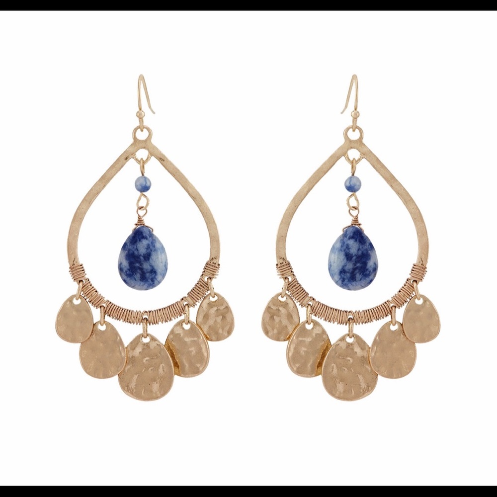 Catherine Stein - Gold-Tone & Blue Drop Earrings